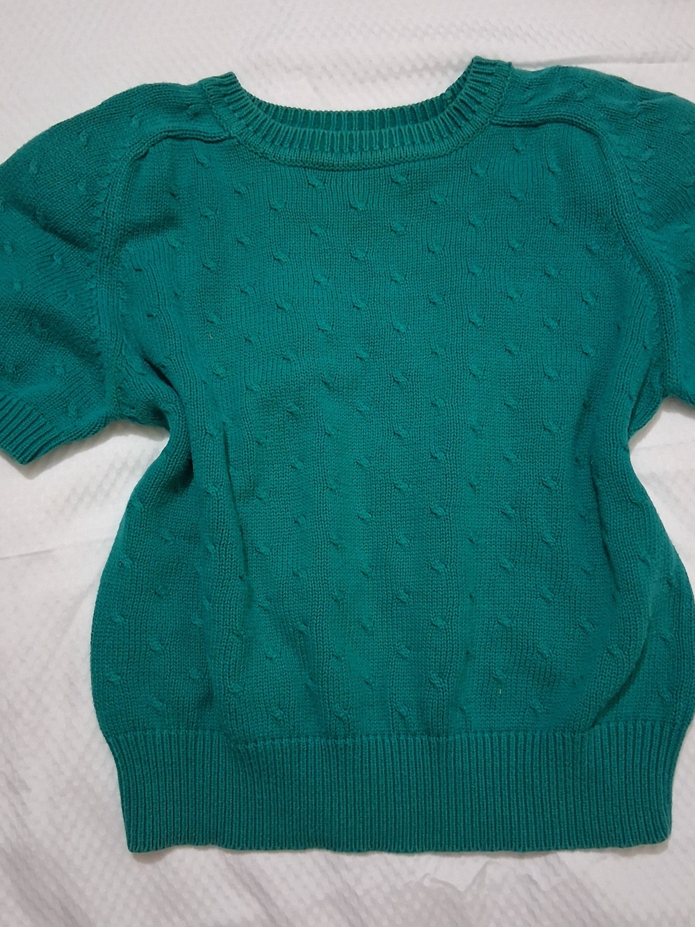 Liz Claiborne Cotton Crewneck Sweater Green Petite S
